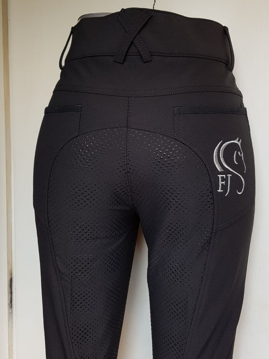 Ladies silicone grip breeches in black