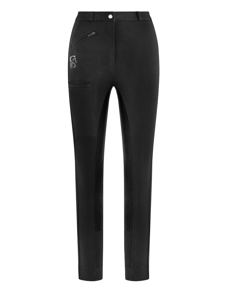 Black full seat silicone grip ladies jodhpurs , front