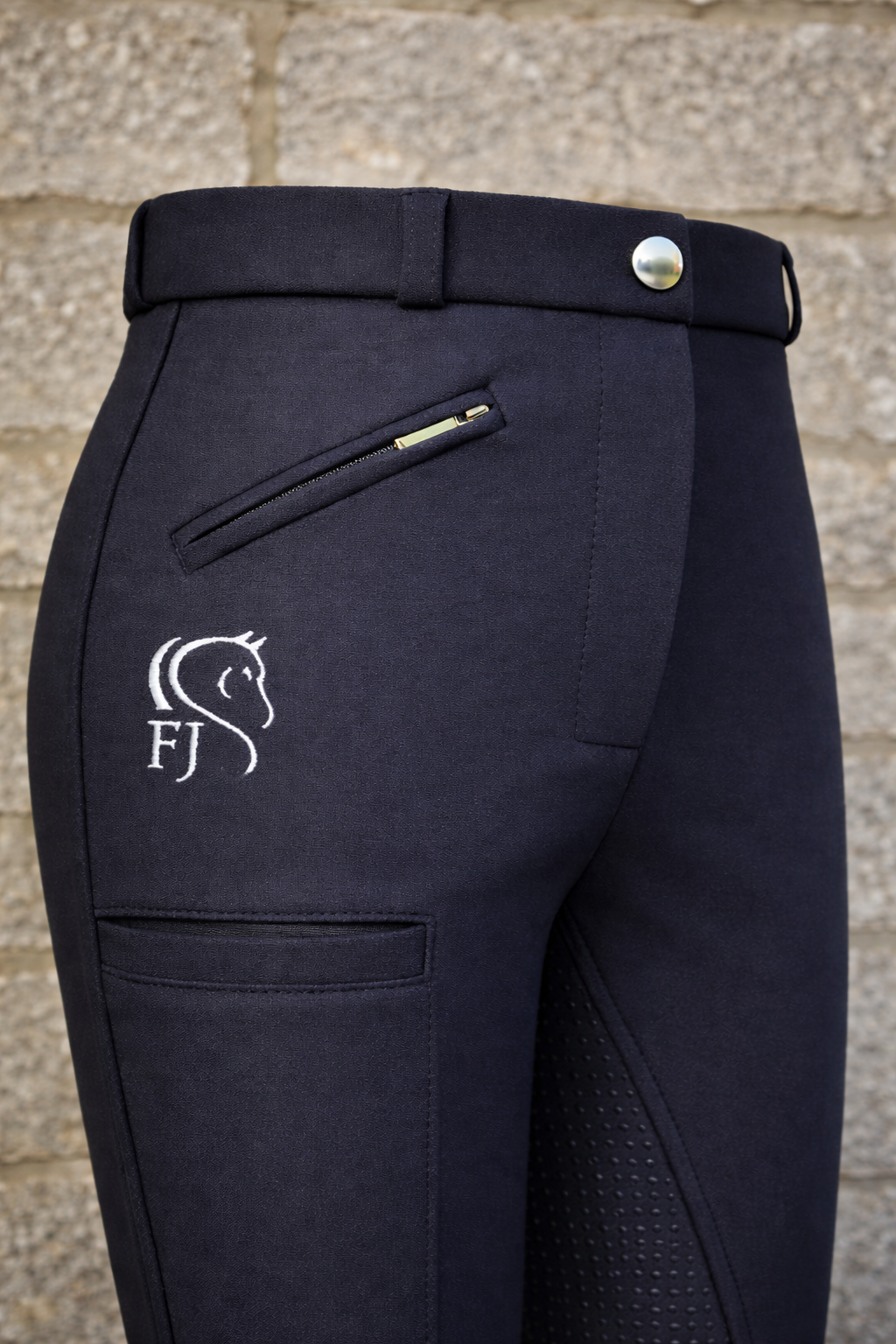 Ladies black full seat silicone grip cotton Sasha jodhpurs with thigh pocket **introductory offer £17.99!**
